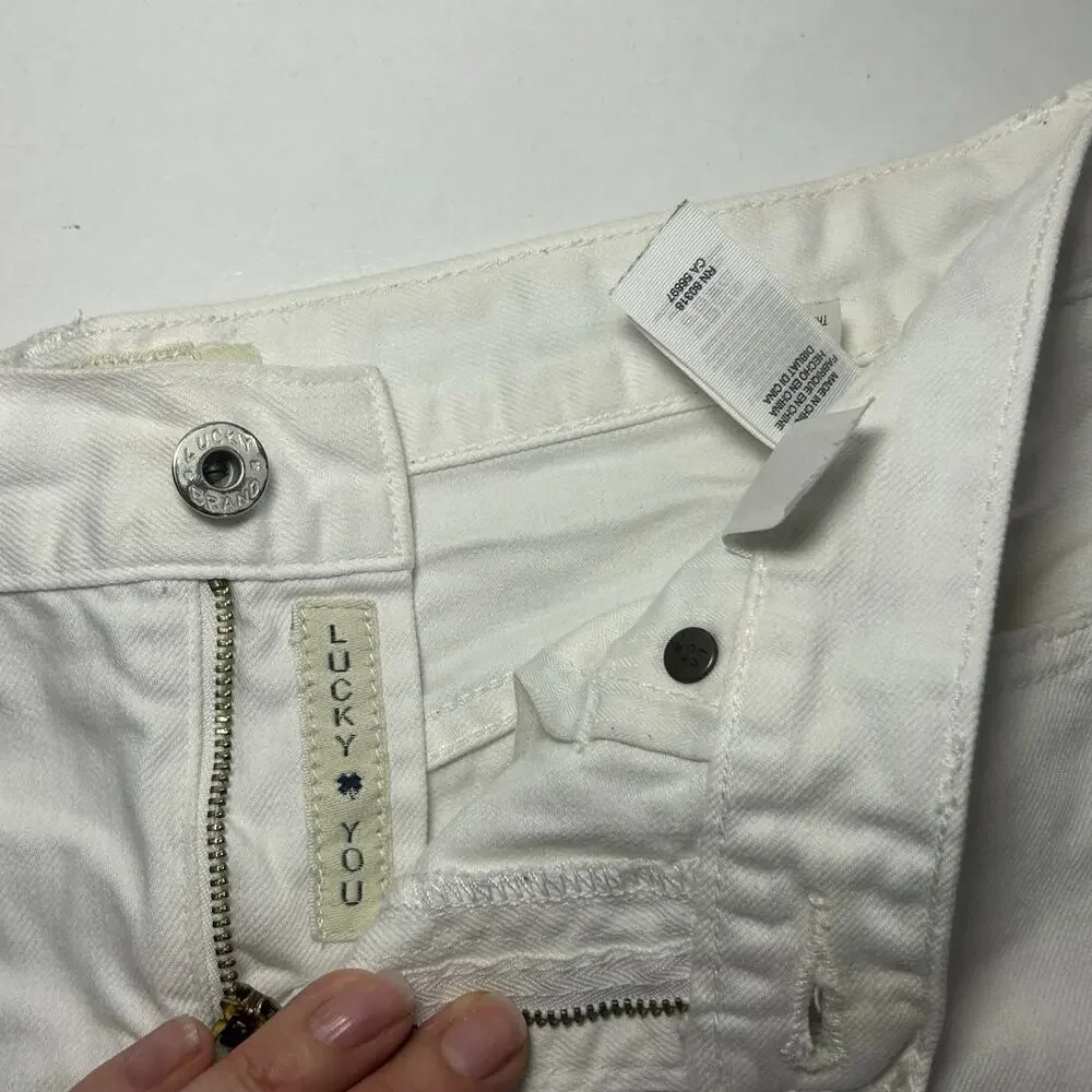 Lucky Brand Cut Off White Denim Shorts Size 6 Relaxed Raw Hem Women - Picture 3 of 10